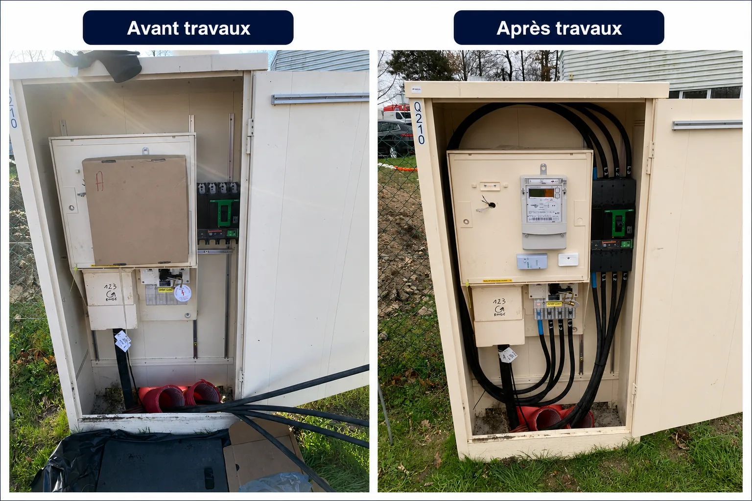 Avant et après d'un coffret électrique extérieur