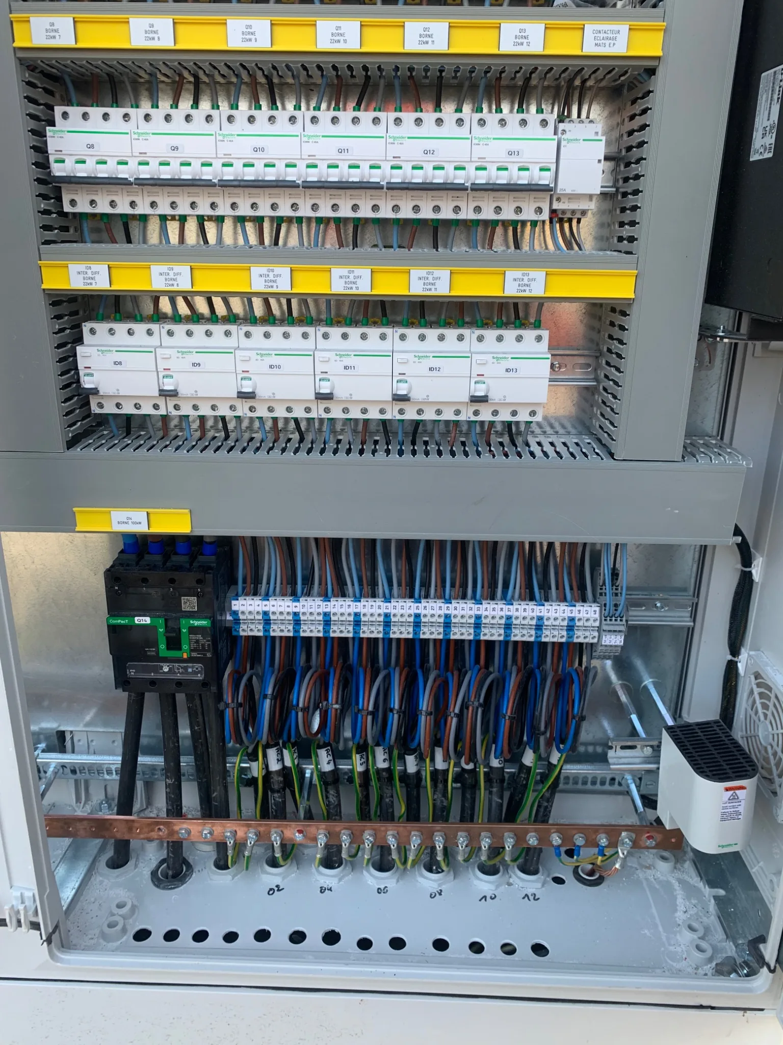 Tableau électrique industriel installé par Elloh Électricité